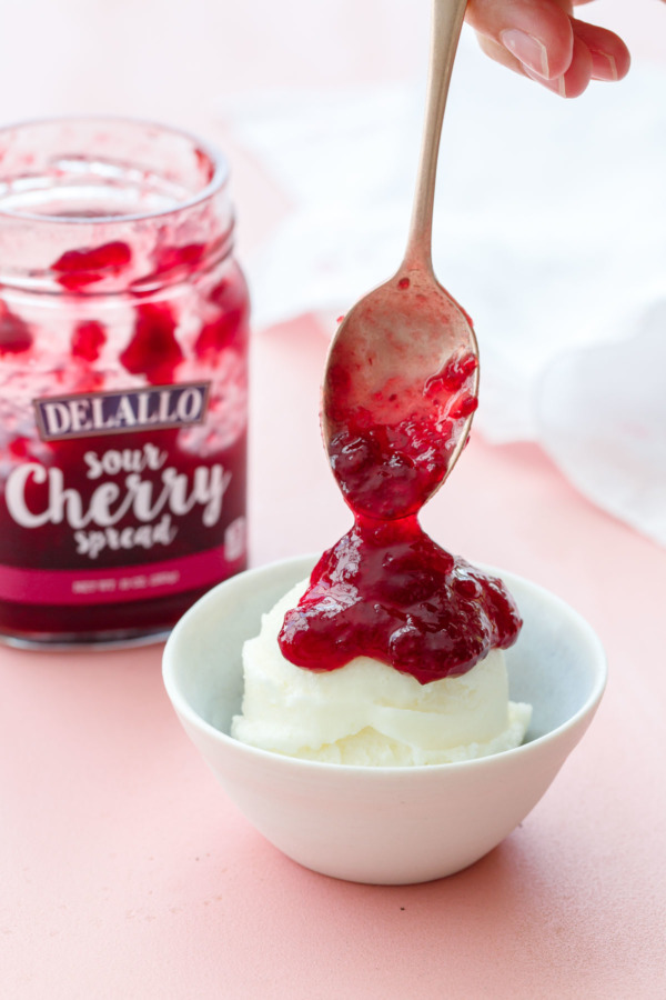 Frozen Greek Yogurt with Sour Cherry Jam