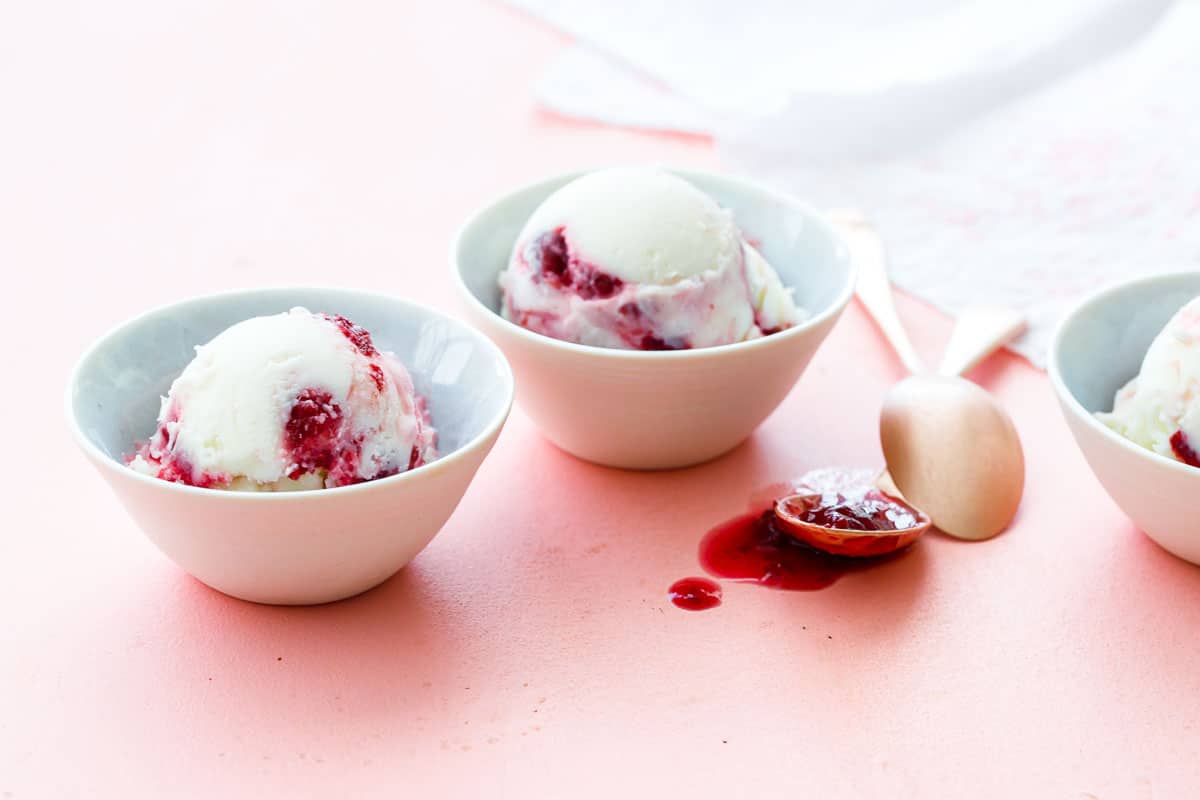 Homemade Frozen Yogurt with Sour Cherry Jam