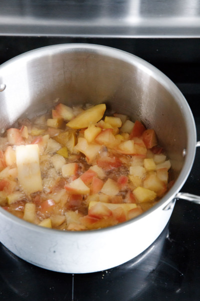 Cook the apples peels, cores and all, then run the mixture through a food mill to remove undesired solids.