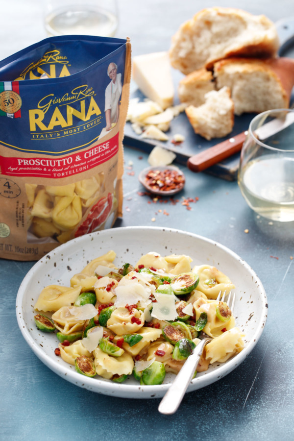 Parmesan & Brussels Sprout Tortelloni featuring Rana Proscuitto & Cheese Tortelloni