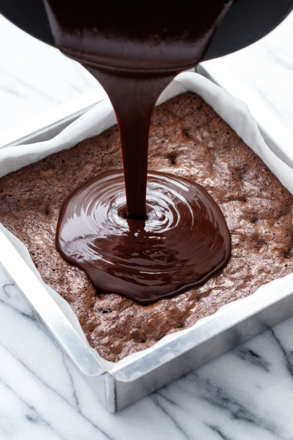How to make a chocolate espresso ganache glaze for brownies