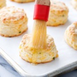 Cheddar Chive Biscuits brushed with melted butter