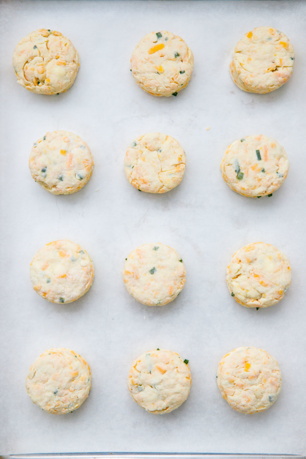 Cheddar chive biscuits: before baking