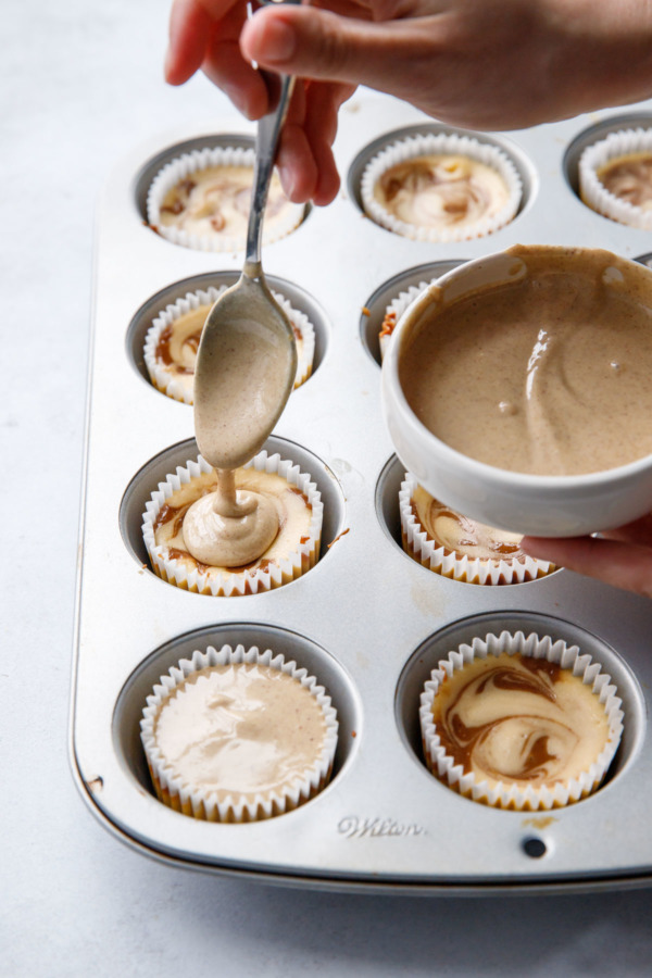 The glaze is made from praline paste and melted white chocolate