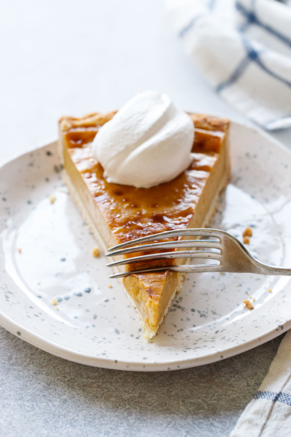 Slice of Pumpkin Custard Tart, oh so creamy!