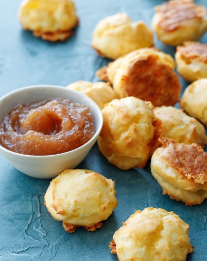 Homemade White Cheddar Gougères with Apple Butter