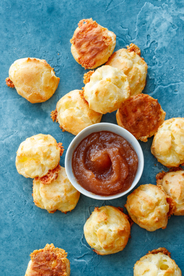 Holiday party appetizer recipe idea: White Cheddar Gougères with Apple Butter