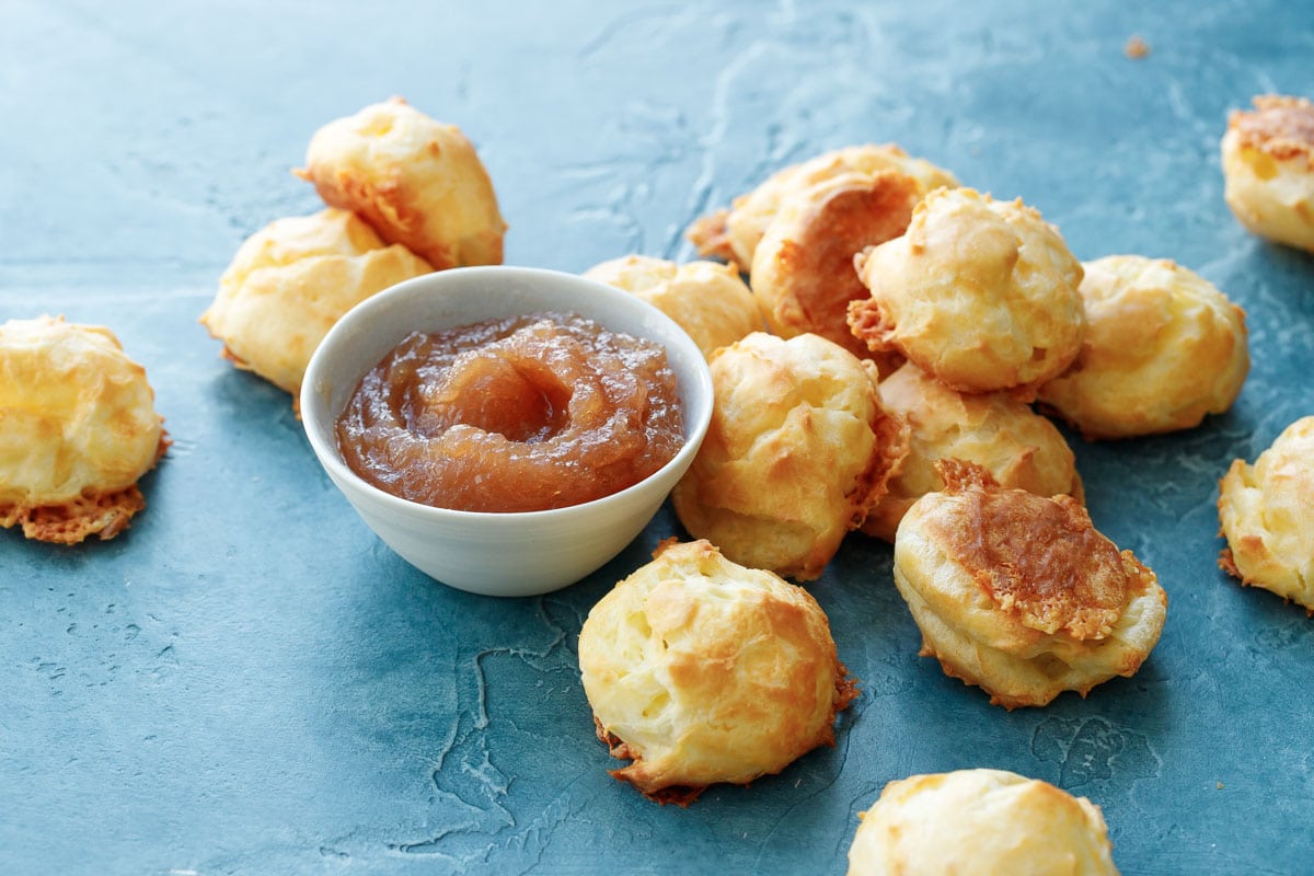 White Cheddar Gougères with Apple Butter