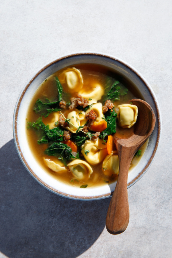 Tortellini Soup with Sausage and Kale