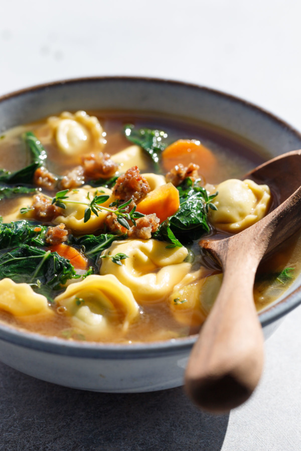 Tortellini Soup with Sausage and Kale