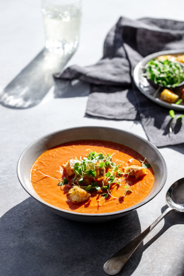 Winter Tomato Soup Recipe with Cheesy Croutons