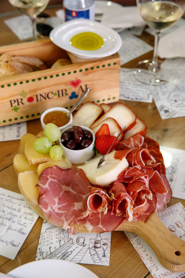 Charcuterie board and wine tasting at All In Porto