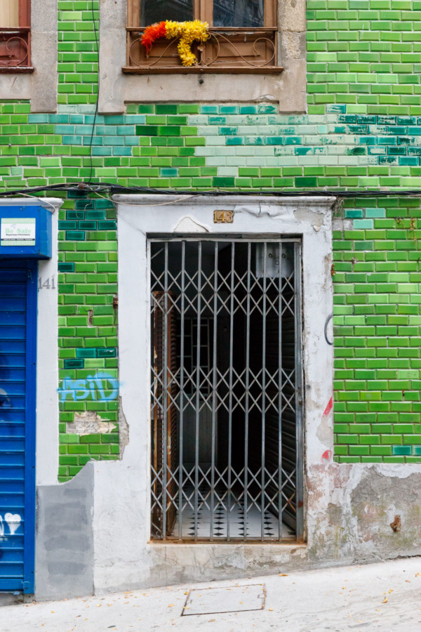 Gorgeous green tile building in Porto, Portugal