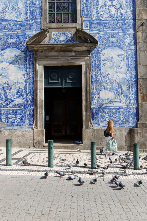 Beautiful tiled facade of the Chapel of Souls, Porto, Portugal
