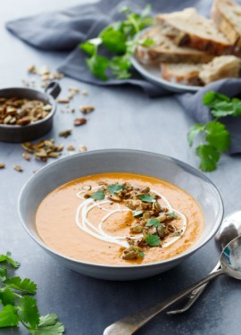 Creamy Butternut Squash Soup Recipe with Orange and Saffron