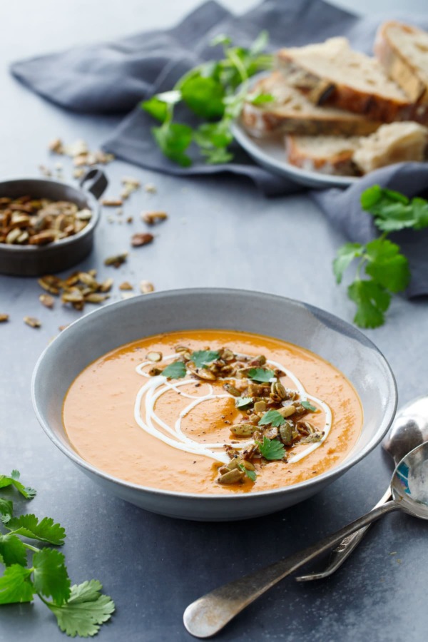 Creamy Butternut Squash Soup Recipe with Orange and Saffron