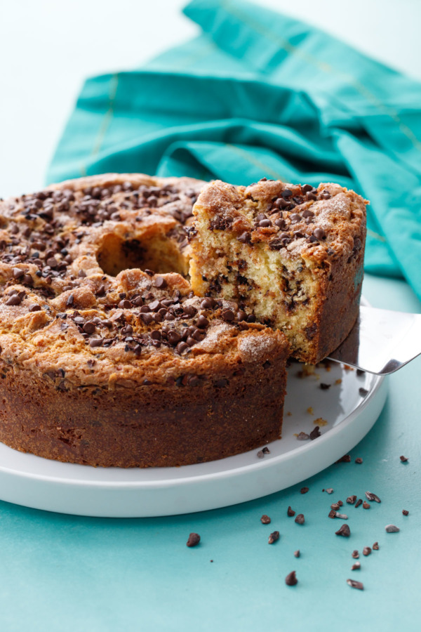 Have a slice of grandma's sour cream chocolate chip coffee cake!