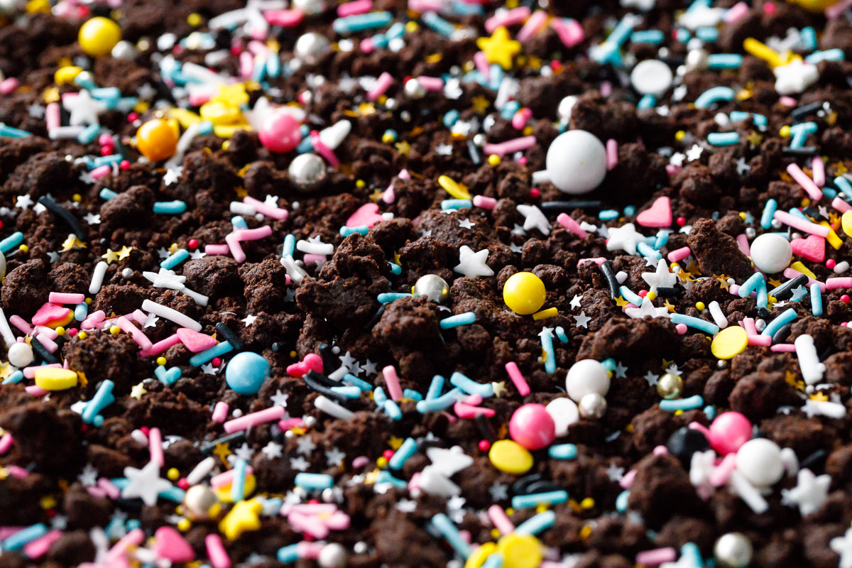 Blackout Chocolate Sheet Cake with Chocolate Cookie Crumbles