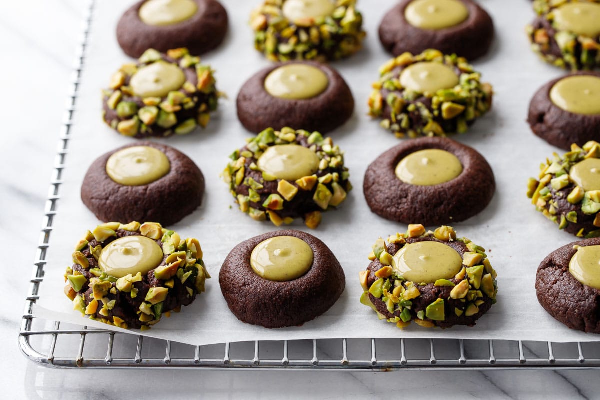 Chocolate Pistachio Cream Thumbprints