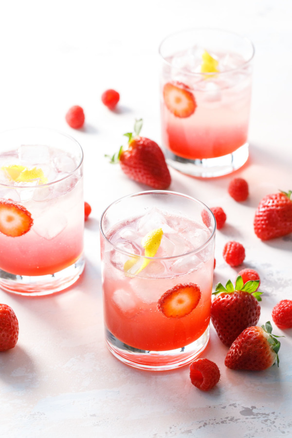 Fresh strawberries, red wine vinegar and elderflower syrup makes for a truly unique mocktail!