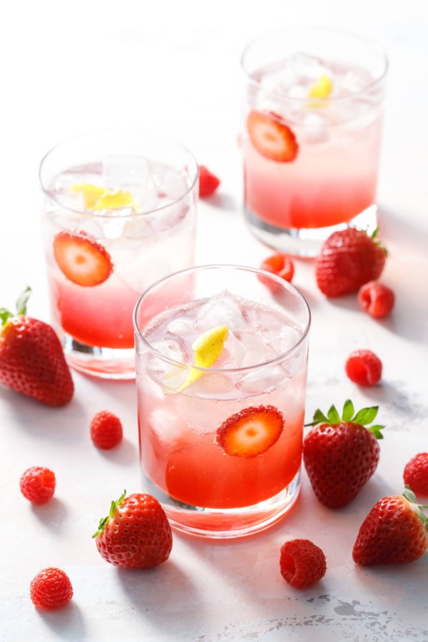 Strawberry Elderflower Shrub Mocktail recipe