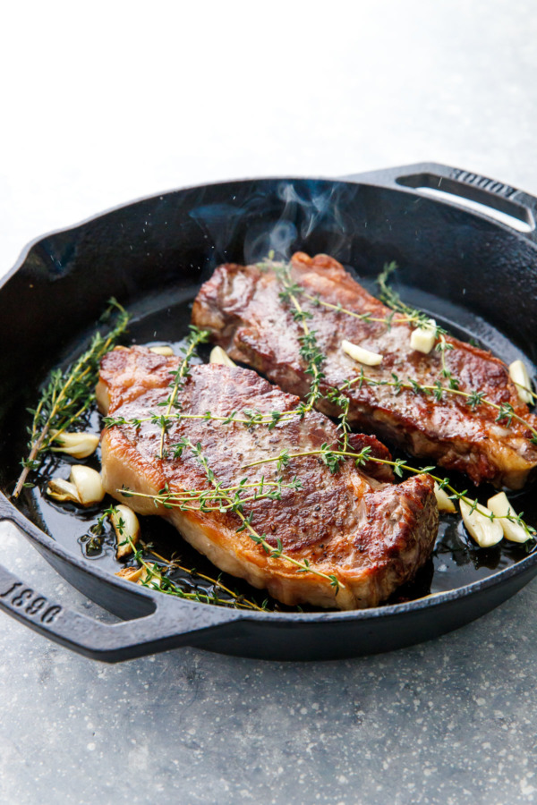 Reverse Sear Steak with Garlic and Thyme