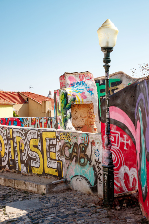 Colorful graffiti in Lisbon, Portugal