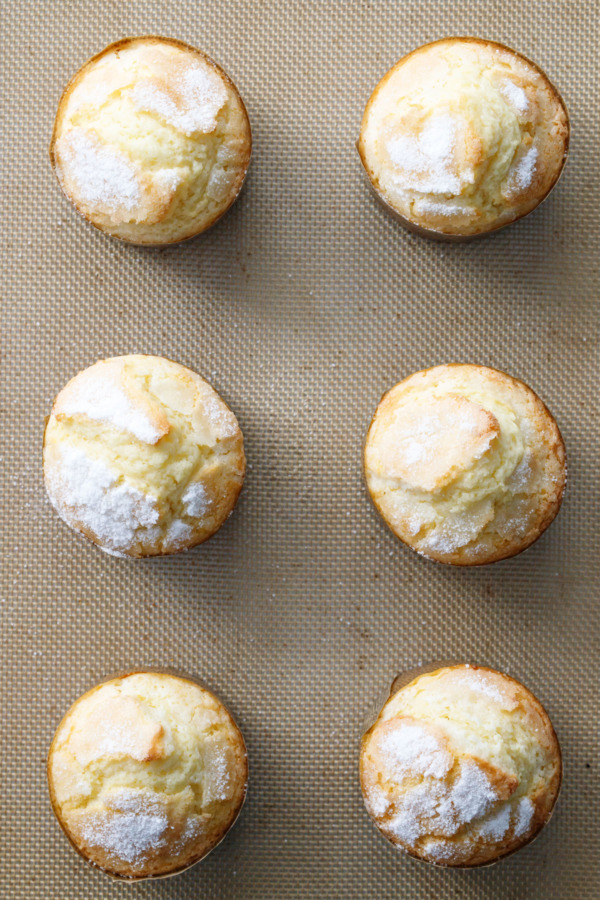 Overhead shot of muffins after baking.