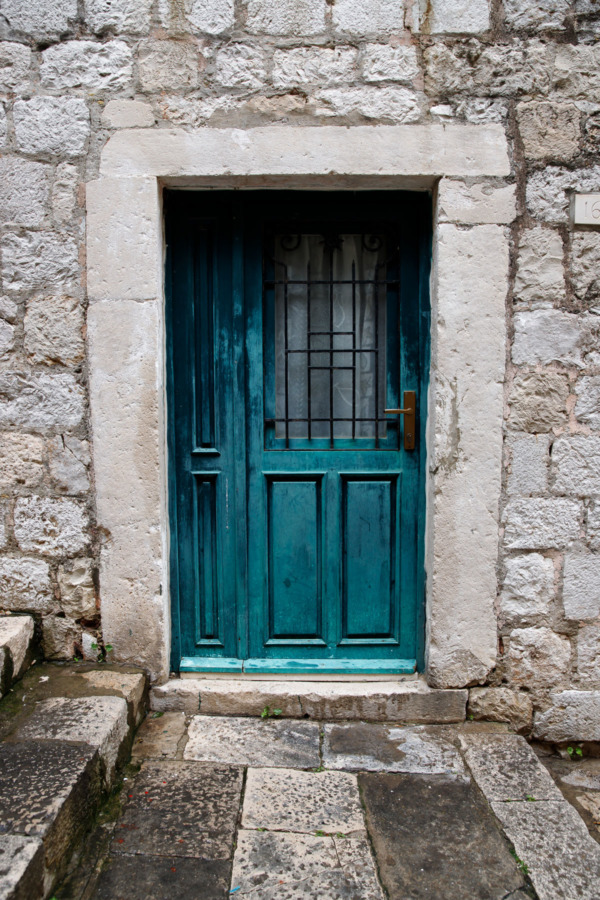 Turquoise door in Dubrovnik, Croatia