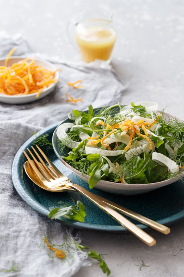 Fennel and Arugula Salad with Candied Orange Peel