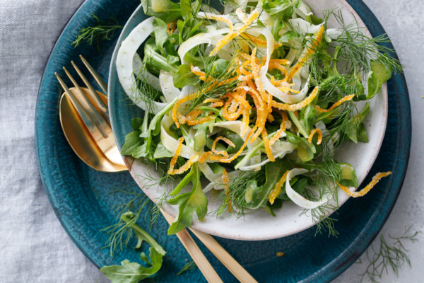 Fennel and Arugula Salad with Candied Orange Peel