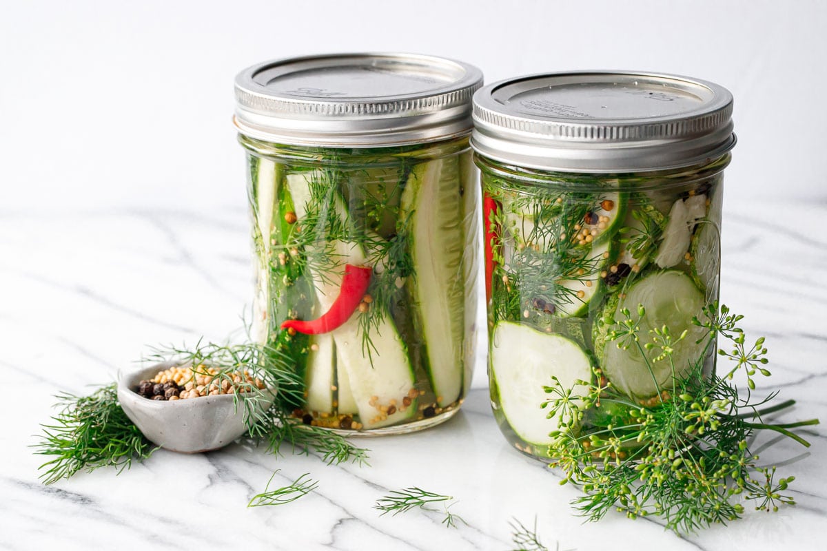 Spicy Garlic Dill Refrigerator Pickles