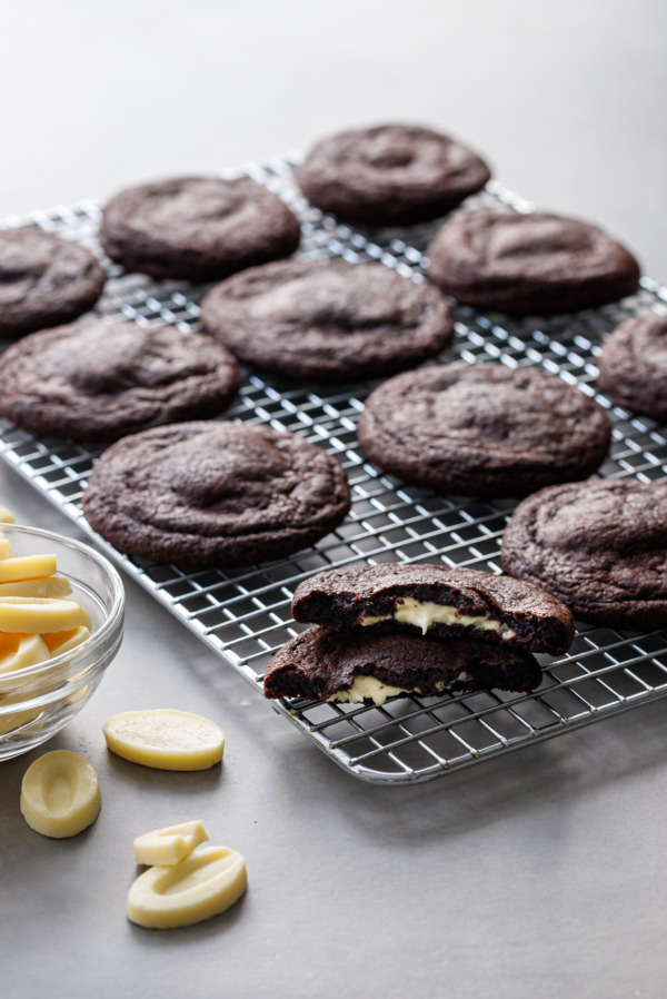 White Chocolate-Stuffed Chocolate Cookies