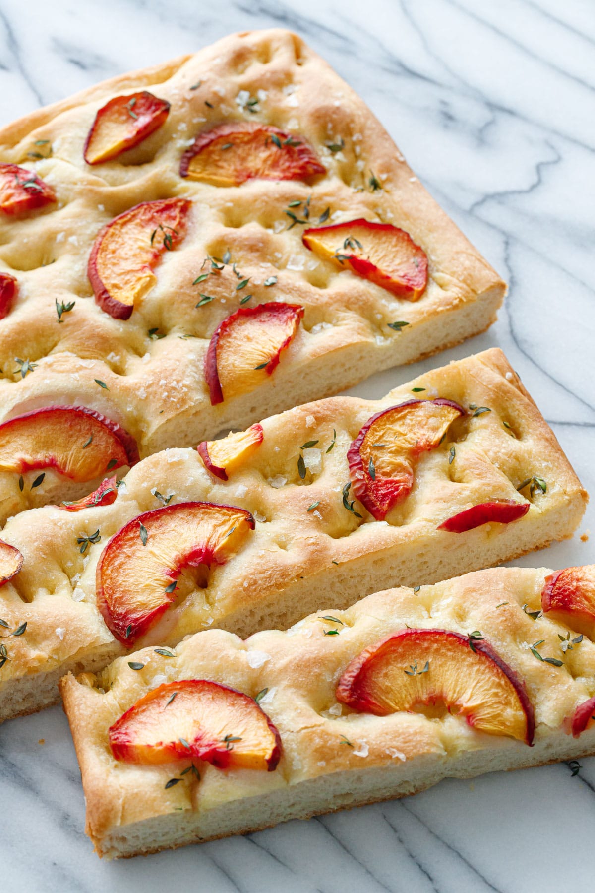 Peach & Thyme Focaccia Bread Love and Olive Oil