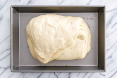 How to make homemade focaccia bread: let rise until doubled in size.