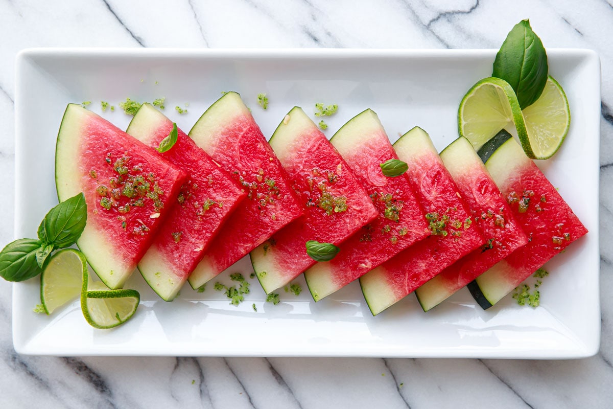 Watermelon with Basil Lime Sugar