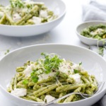 Broccoli Raab and Pistachio Pesto Pasta with Burrata