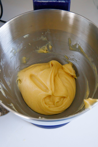 Making choux pastry dough for cream puffs - you may not need all the egg.