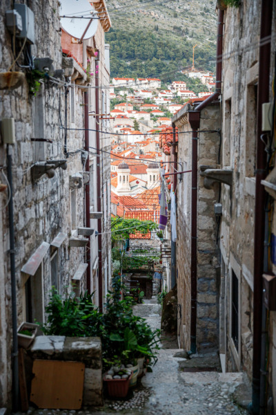 Narrow streets and alleys of Dubrovnik, Croatia