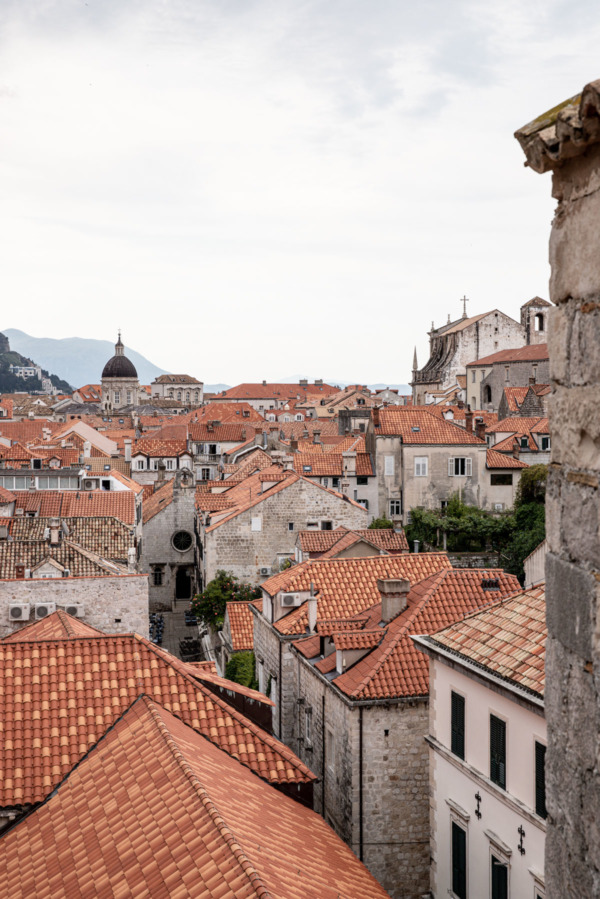 Looking across the red tiled roofs in Dubrovnik, Croatia