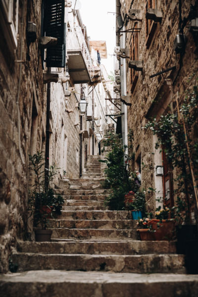 Steep stairway in Dubrovnik, Croatia