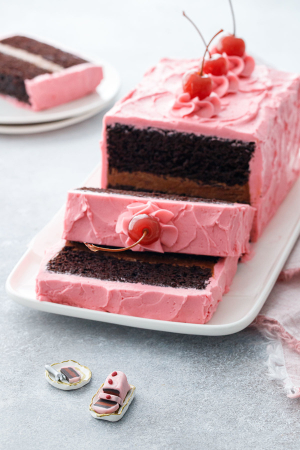 Chocolate Maraschino Layer Cake based on a miniature clay cake I made when I was 10.