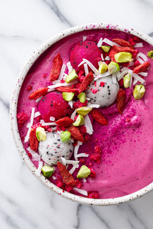 Hot Pink Dragonfruit Smoothie Bowls