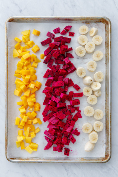 Pre-freezing fruit to make smoothie bowls.