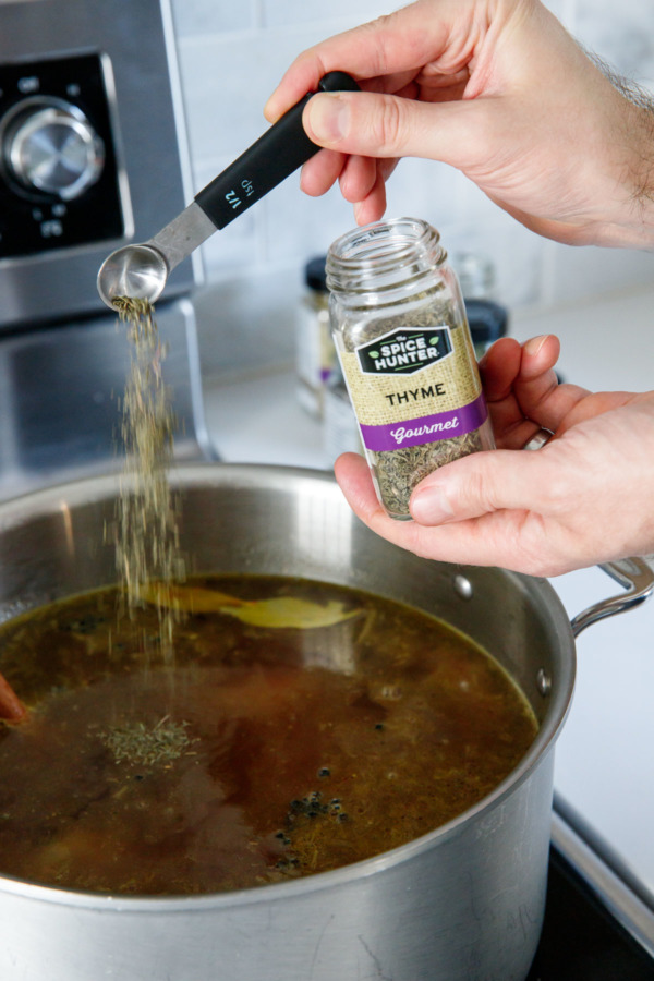 Making homemade turkey stock