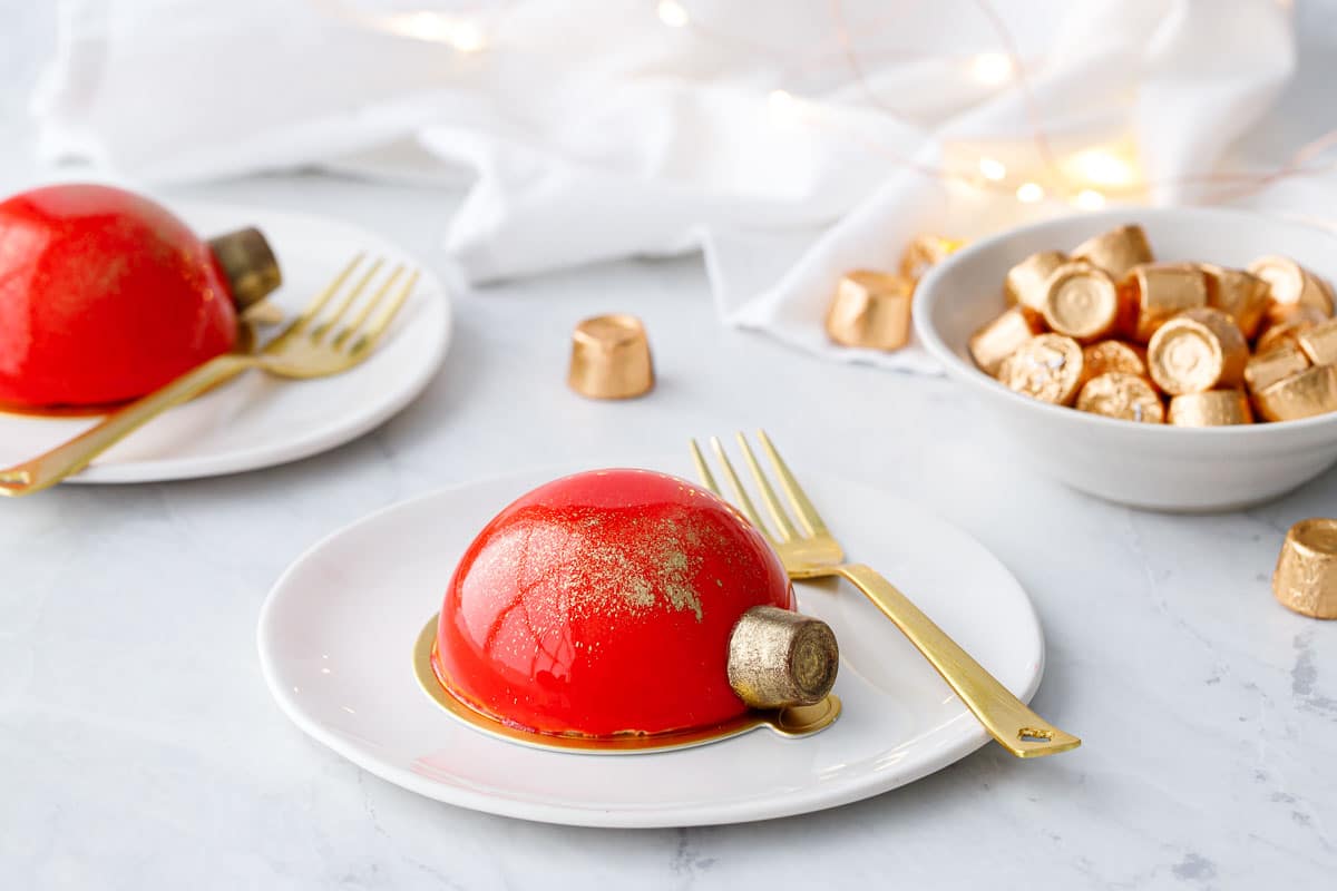 Mirror Glaze Christmas Ornament Cakes