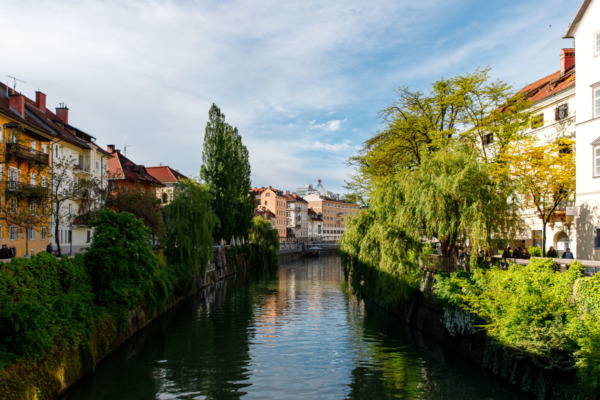 Ljubljanica River in Ljubljana, Slovenia