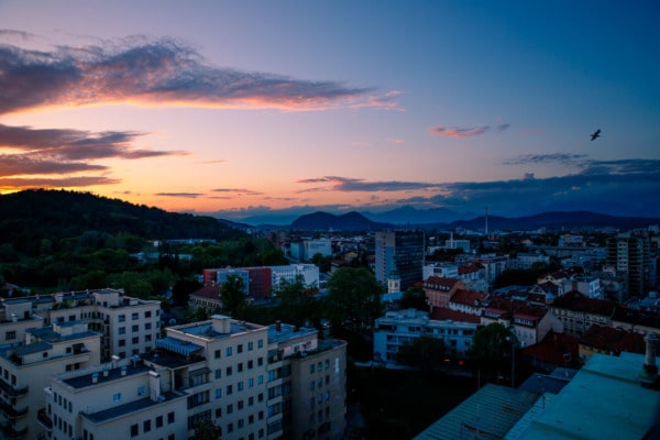 View of Ljubljana, Slovenia at sunset