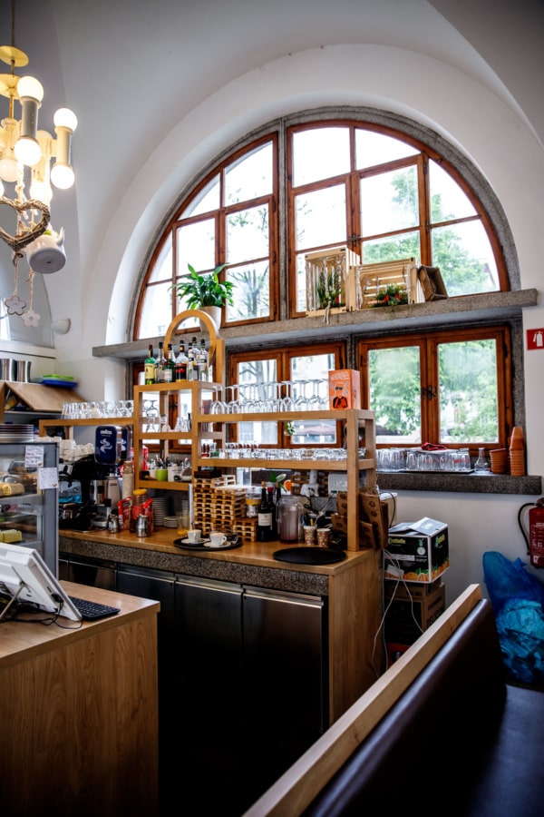 Inside of a štruklji pastry shop in the Central Market building of Ljubljana, Slovenia