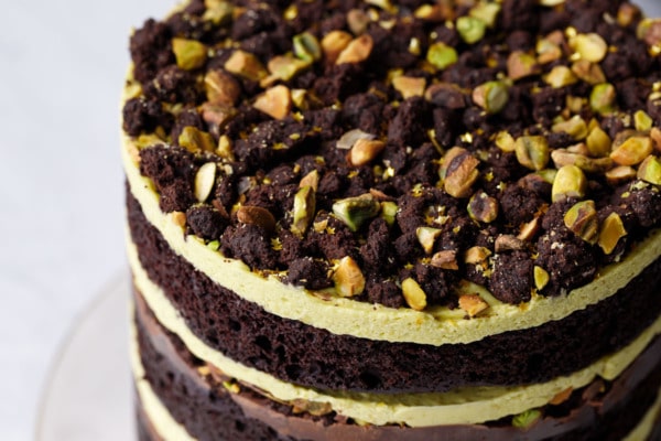 Dark Chocolate Pistachio Naked Layer Cake